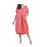 Andrea Baggy Italian Linen Dress With Side Pockets